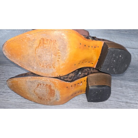 Corral Boots Studded Leopard Round Toe Cowboy Booties Womens Brown Boots 6.5 - Picture 6 of 6